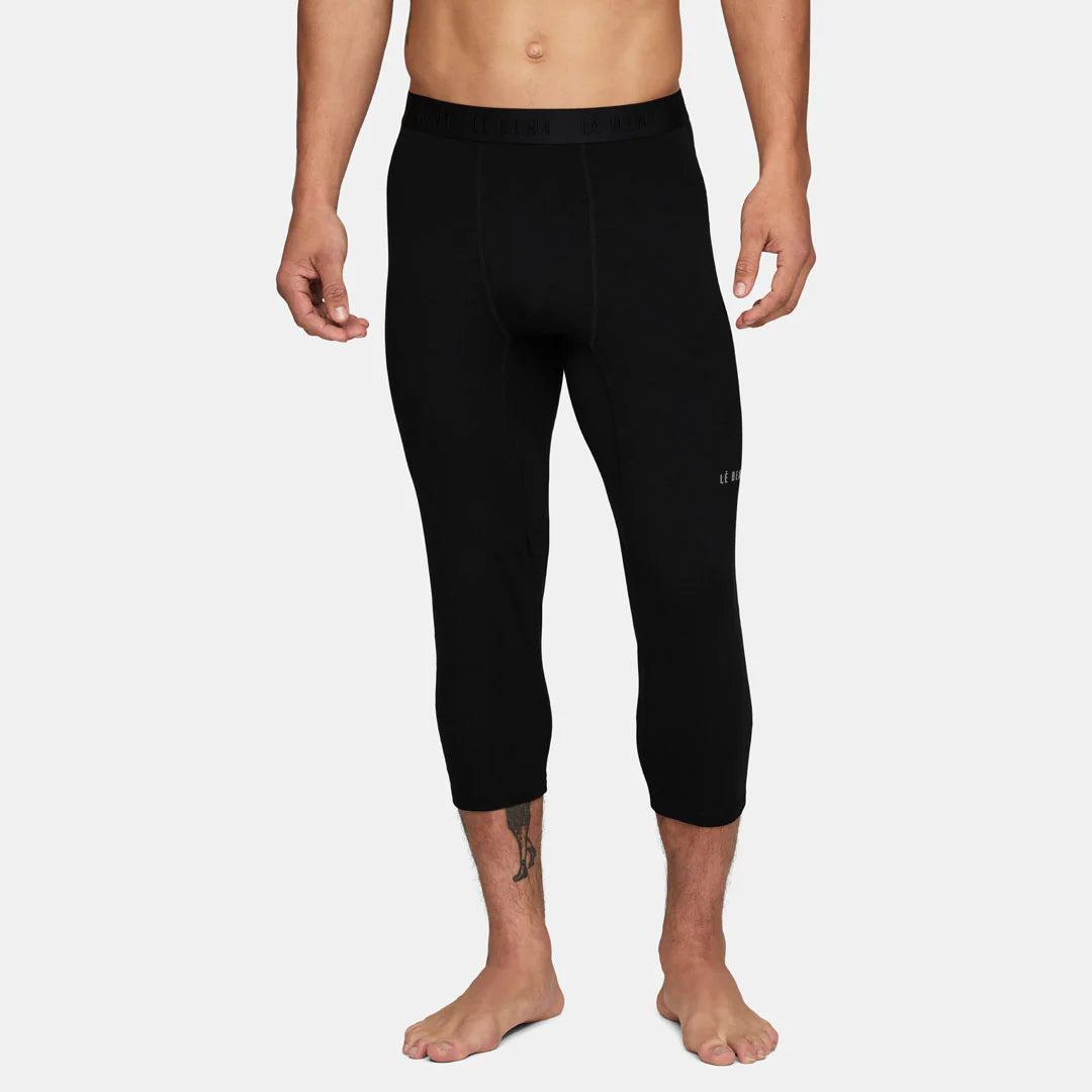 LeBent Men's Merino Midweight 3/4 Base Layer Bottom
