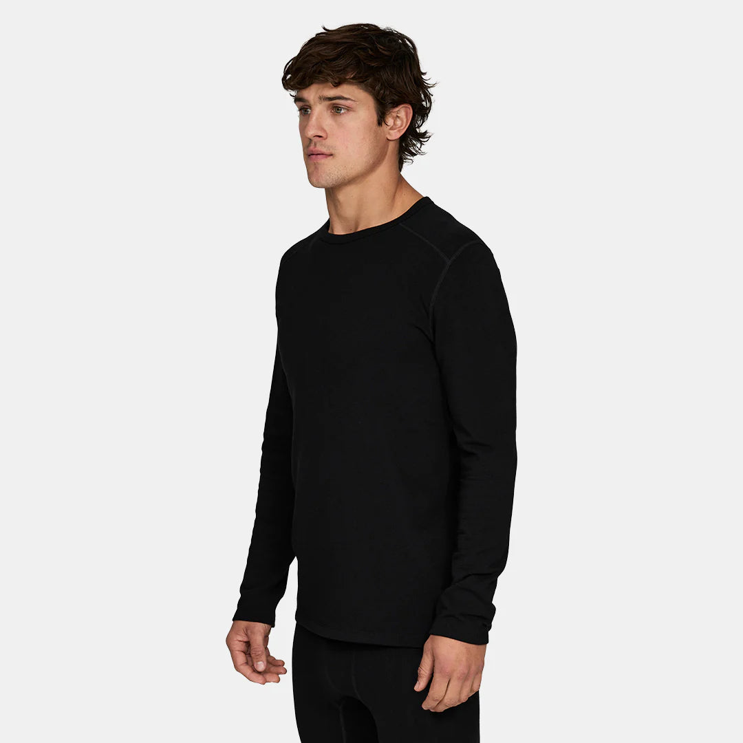 LeBent Men's Merino Heavyweight Grid Fleece Base Layer Crew Top