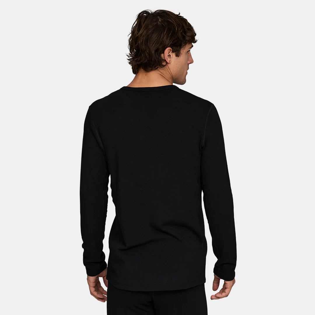 LeBent Men's Merino Heavyweight Grid Fleece Base Layer Crew Top