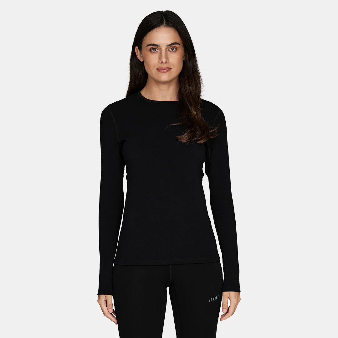 LeBent Womens Heavyweight Grid Fleece Crew Base Layer Top