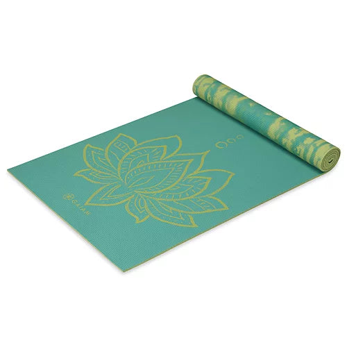 Gaiam 6mm Reversible Turquoise Lotus Premium Yoga & Workout Mat